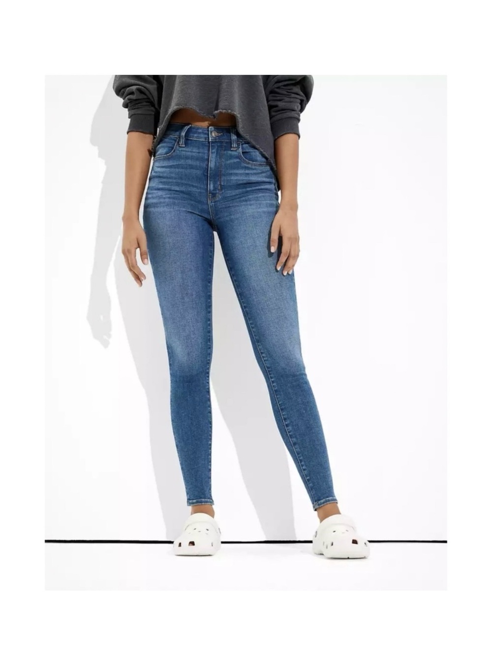 American Eagle Hi-Rise Jegging Size 10 Short | Next Level Stretch | Medium Wash